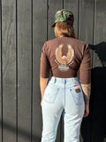 "AMERICAN STREETWEAR" CROP TIE TOP in BROWN